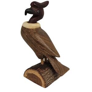 Enchanting Vtg Made in Argentina-Brown and Cream Artisan Unique Bird Sculpture